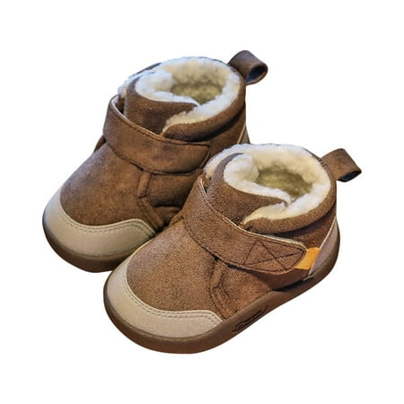 

Lovskoo Baby Boys Girls Snow Booties First Walkers 1-2-3-4 Year Old Anti-Slip Rubber Sole Winter Shoes With Warm Plush Cold Weather Faux Fur Booties Coffee