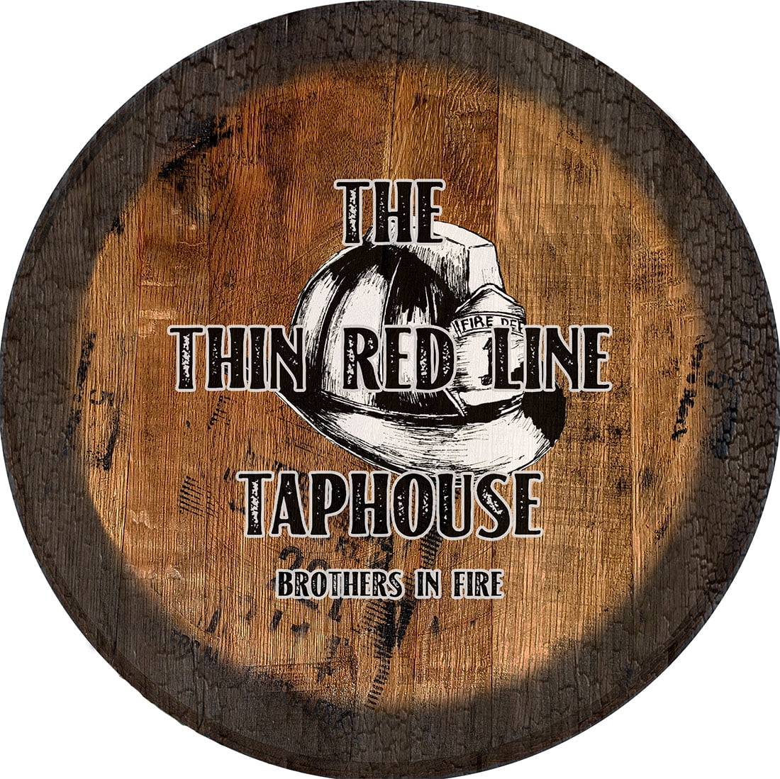 Red Line Fire Fighter House Firefighter Sign Whiskey Barrel Wood Wall ...