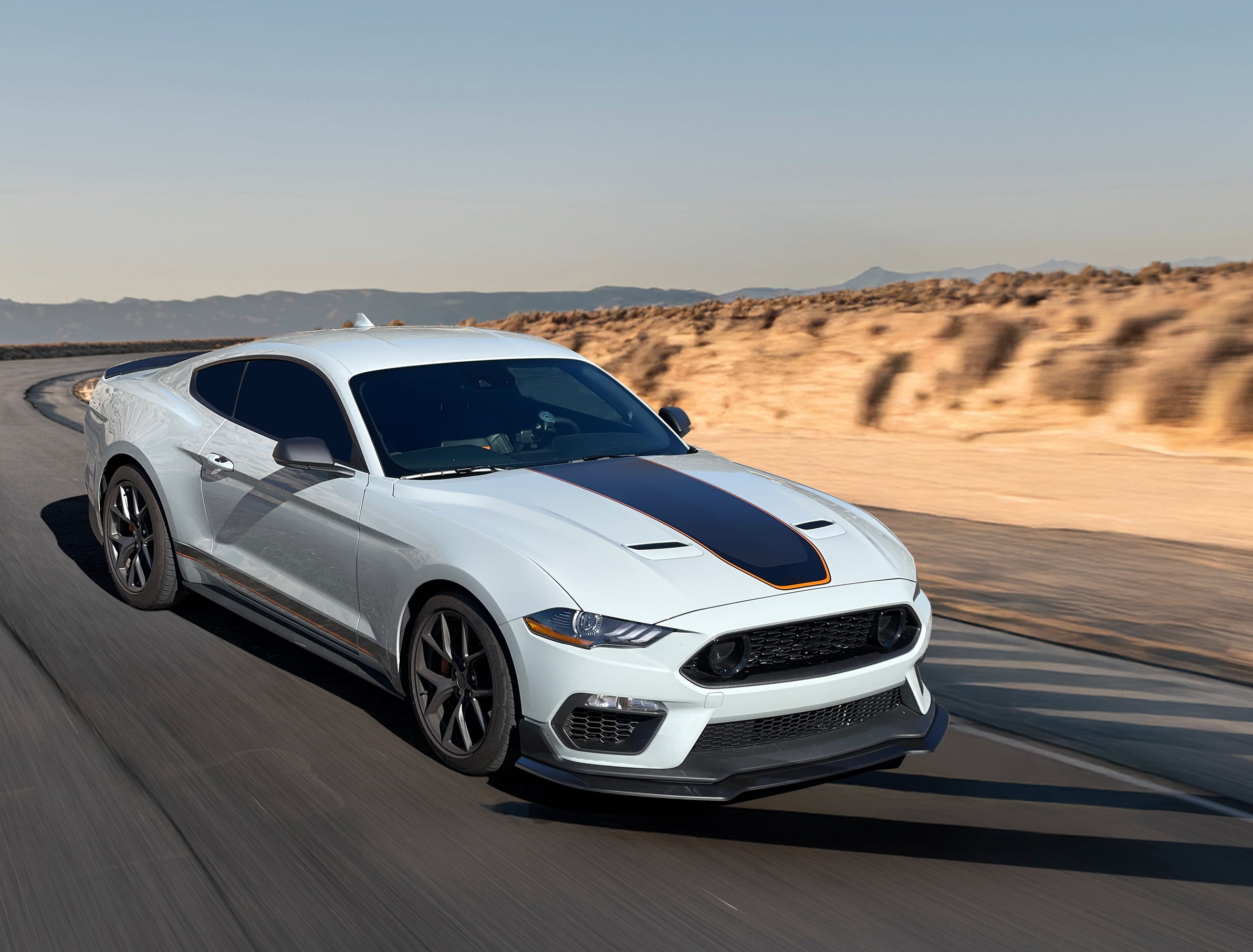 Ikon Motorsports Front Bumper Lip Compatible With 2021-2023 Ford Mustang Mach 1, Gloss Black PP Polypropylene Handling Package Style Front Lower Chin Lip Splitter Protector