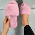 thumbnail image 4 of Gealkoca Fuzzy House Slippers for Women Soft & Comfortable Womens Slippers with Open Toe Solid Color Casual Slip on Footwear for Indoor & Outdoor, 4 of 8