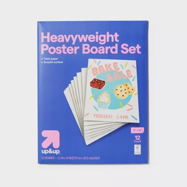 11"x14" 12ct Heavy Weight Poster Board White  Small Poster Display Boards, Paper Material, 0.235 Thickness