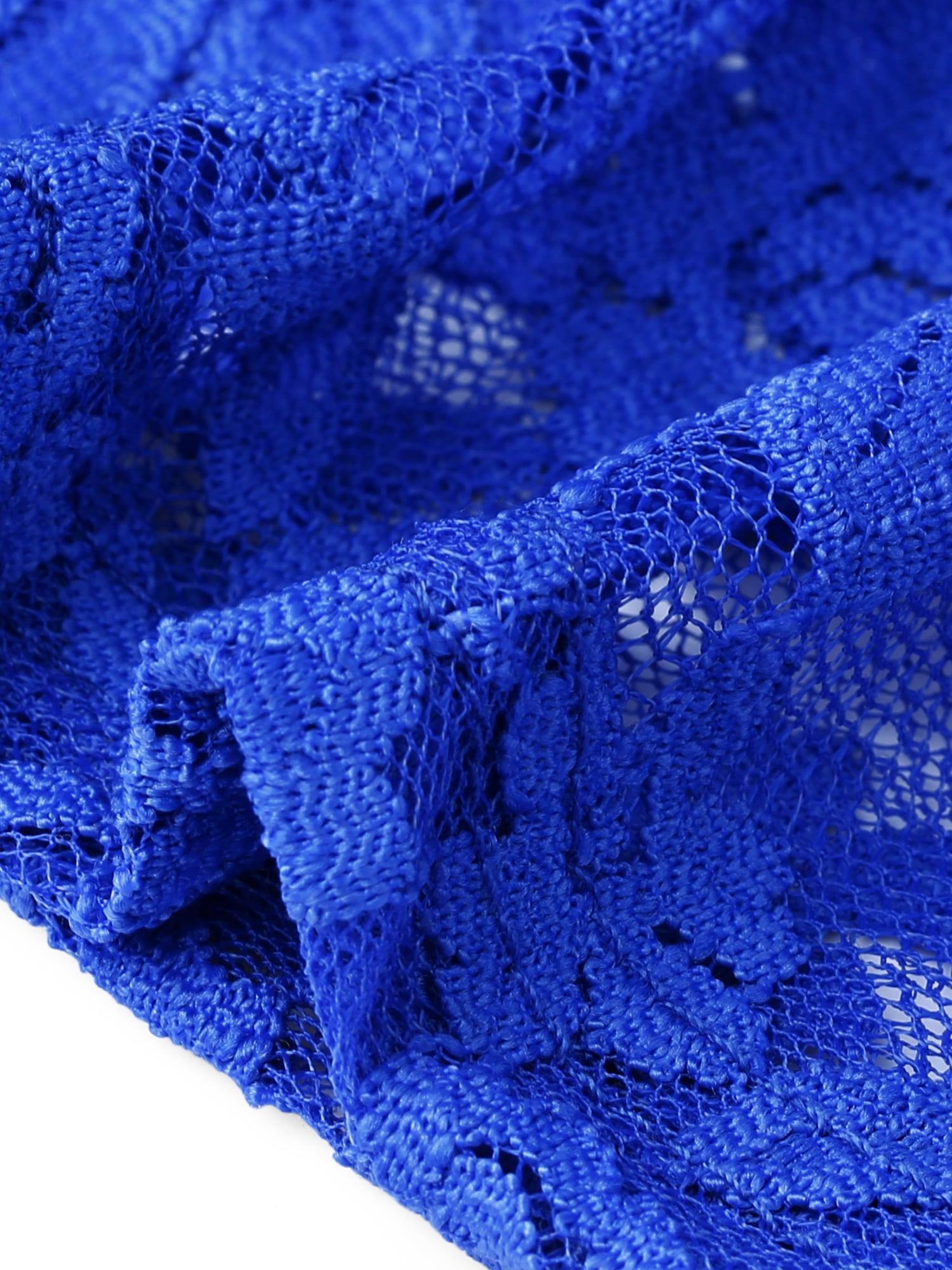 DARING DIVA Women's Plus Size Lace Crochet 3/4 Sleeve Cover Up Jacket 2X Royal Blue
