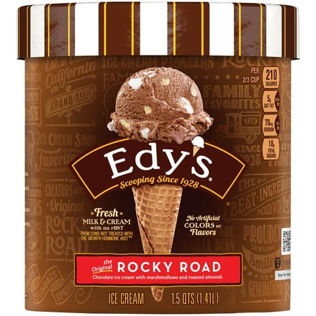 EDY'S/DREYER'S Rocky Road Ice Cream 1.5 qt. Tub - Walmart.com