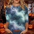 thumbnail image 2 of Bovemsi Womens Shirt Sleeve Tops Round‑Neck 3/4‑Sleeve Printed Blouse Fashion Outfits Clothes XXXL, 2 of 4