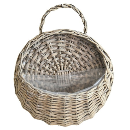 LYU 1 Set Flower Basket Handmade Weaving Multi-Function Rattan Wall Fence Hanging Pot Plants Holder for Garden