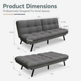 thumbnail image 2 of Futon Sofa Bed Convertible Couch, Grey Linen Sofa Bed with Memory Foam, Adjustable Backrest & Armrests, Multifunctional Small Loveseat Sleeper Sofa for Living Room, Apartment, Office, 2 of 9