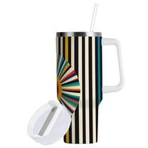 Yayeee 40oz Double-Wall Insulated Stainless Steel Tumbler with Handle Bottle, Geometric Stripes