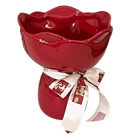 Ceramic Vase Rose Flower Shaped Vase Desk Decorati Flowers Bouquet for Home Girding Decorative Floral Vases Room