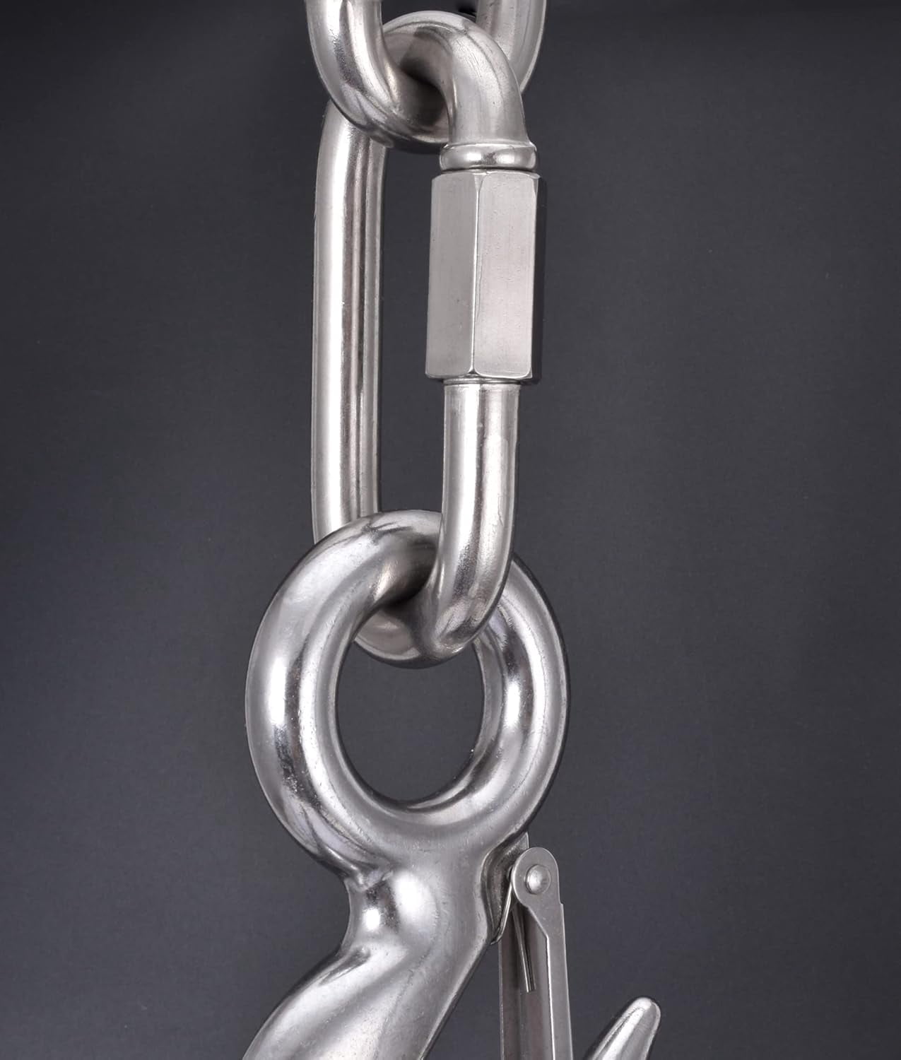4 Packs 1/2" Quick Links,M12 Heavy Duty 304 Stainless Steel Quick Link D Shape Locking Looks for Carabiner, Hammock, Camping and Outdoor Equipment, Max. Load 3300 Lb