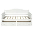 thumbnail image 3 of Twin Size Wooden Daybed with 2 Drawers, Modern Sofa Bed, for Bedroom, Living Room, No Box Spring Needed, White, 3 of 9