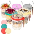 thumbnail image 2 of Recipientes de avena Overnight Oats Xileanalee, 530 ml, con tapas y cucharas, paquete de 6, 2 of 9