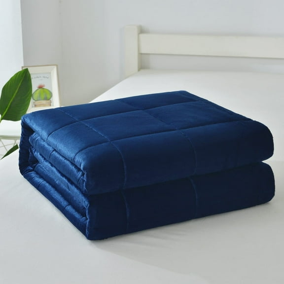 NAVY WEIGHTED BLANKET PROVIDES AUTISM ANXIETY STRESS KING SIZE 25LBS