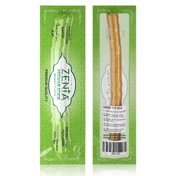 Cepillo de dientes natural Miswak Zenia, palo de Peelu, 15 cm