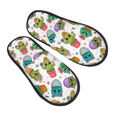 

Kdxio Cactus And Insects Pattern Slippers for Women Memory Foam Fuzzy House Slippers Bedroom Non-slip Warm Womens Slippers