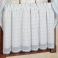 thumbnail image 4 of Sweet Home Collection Cotton Classic White/ Blue Window Pane Pattern and Crotchet Trim Tiers, Swags and Valance Options 36 x 60 tier pair, 4 of 5