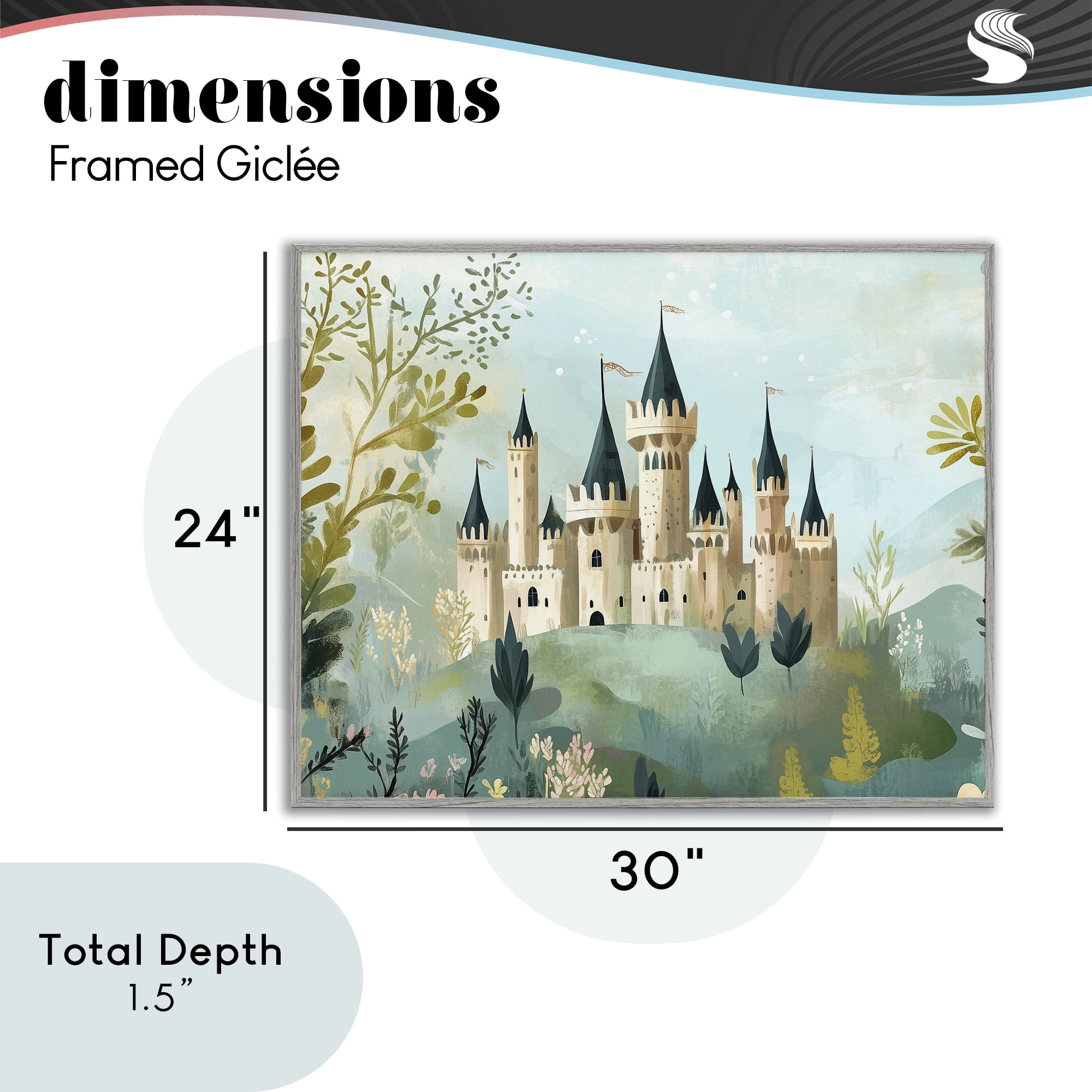 Stupell Industries Princess' Castle View Gray Framed Giclee Art, design by Christine Simpson Art