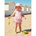 thumbnail image 4 of BemeyourBBs Toddler Baby Girl 3 Piece Swimsuit Set Summer Beach Swimwear Infant Bathing Suit Sleeveless Eyelet Ruffle Bikini Tops Bottoms and Sun Hat, 4 of 9
