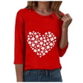 thumbnail image 5 of felwors Women's St Patricks Day Shirts Lucky Shamrock Clover Irish Tee Shirt Crewneck 3/4 Sleeve Holiday St Pattys Tops (Red, XL), 5 of 8