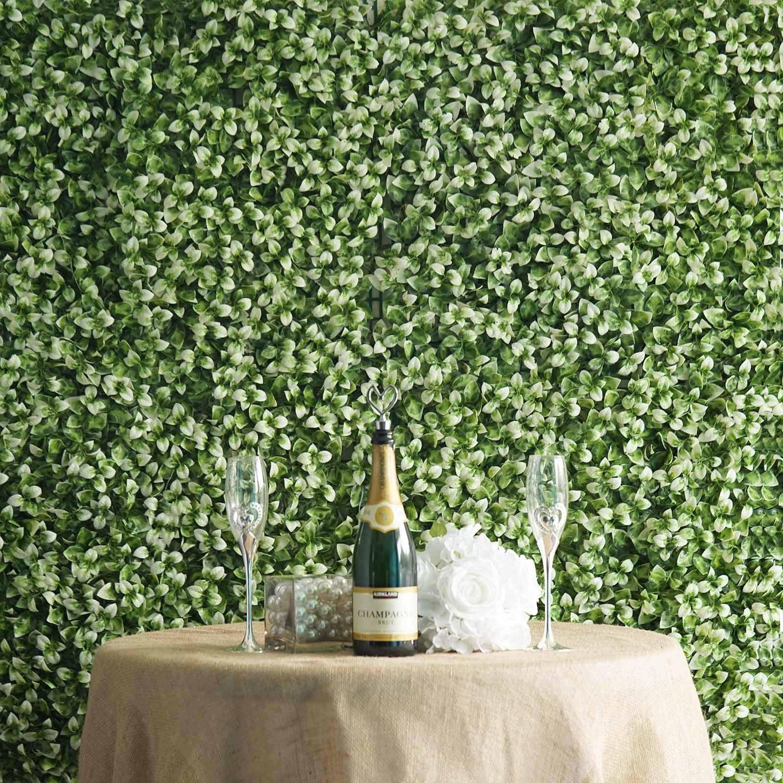 11 Sq ft. 4 Panels Artificial White/Green Boxwood Hedge Faux Foliage