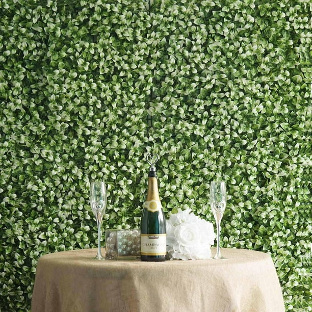 11 Sq ft. 4 Panels Artificial White/Green Boxwood Hedge Faux Foliage