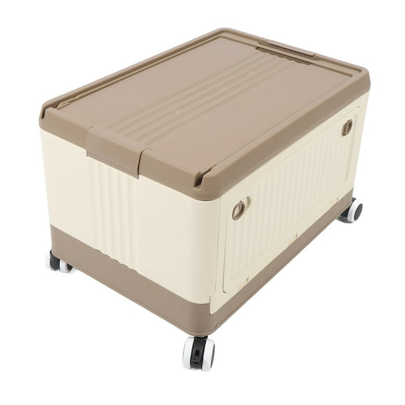 Collapsible Storage Bin with Lid and Wheels, Folding Plastic Stackable Utility Crates Stackable Rolling Utility Storage Box Container with Handle for Clothes Books Snack Shoe