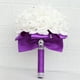 thumbnail image 2 of XmhyTop Ramo de novia de rosas artificiales blancas, ramo de dama de honor con cintas de diamantes, ramos de flores falsas para bodas, compromisos, iglesias, 2 of 5