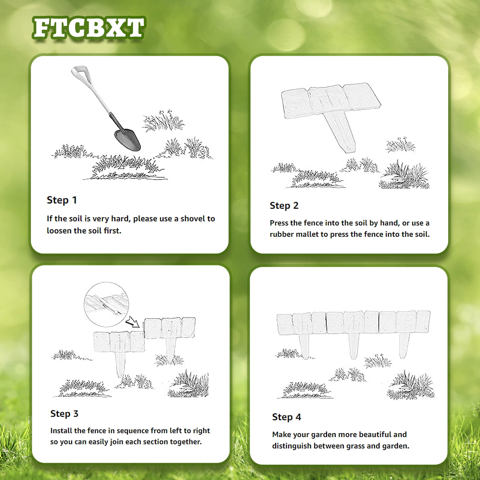 FTCBXT Edging for Landscaping,Landscape Edging Border, 24 Ft Plastic Garden Edging Border, Imitation Stone Fence for DIY Outdoor Yard Landscaping (30 Pcs, Black)