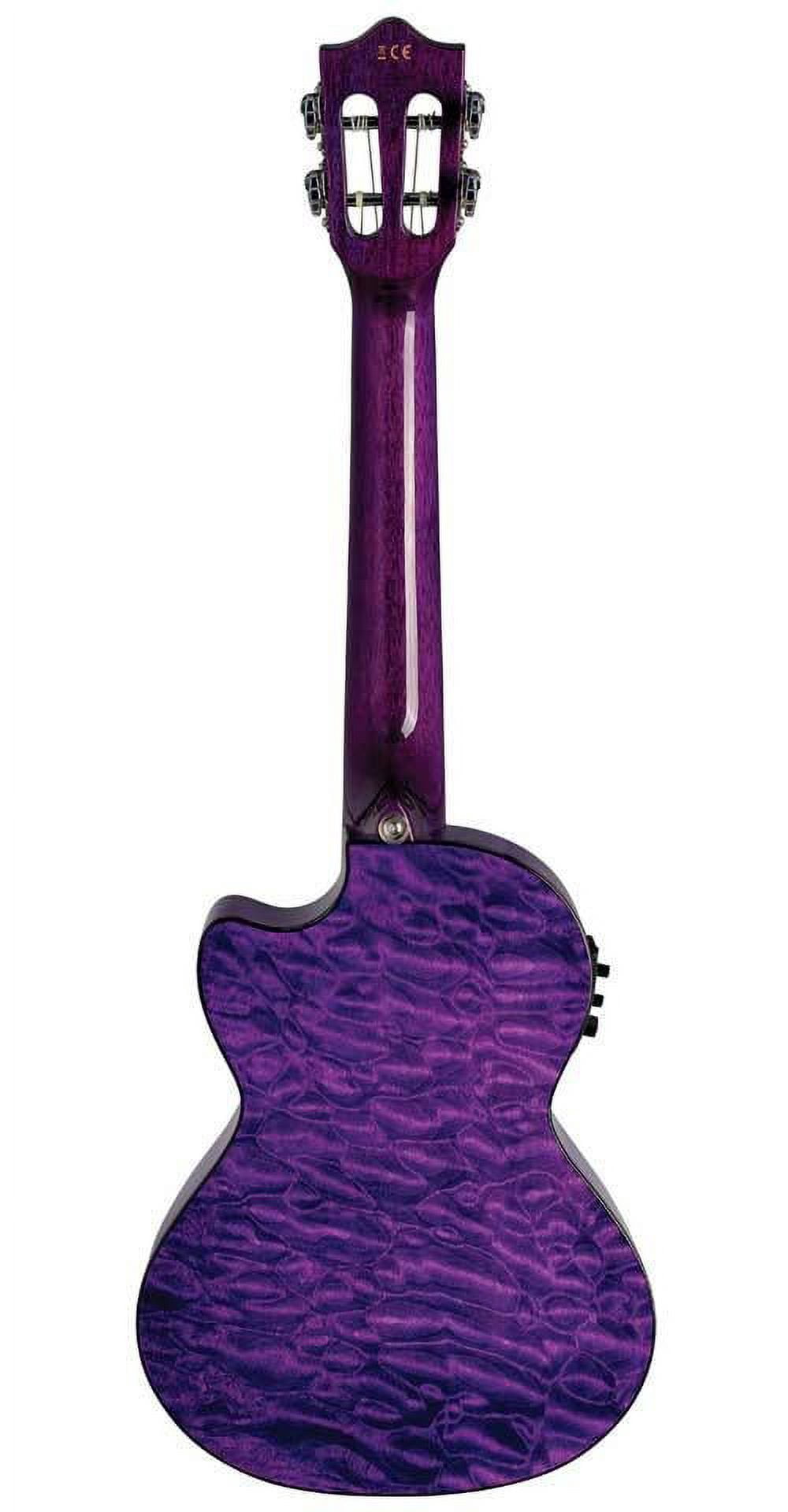 Lanikai QM-PUCET Quilted Maple Purple Stain Tenor Acoustic-Electric Ukulele