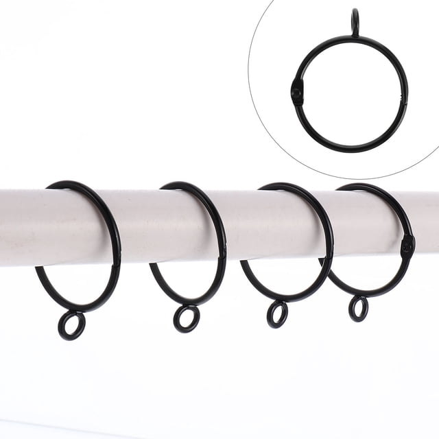 Mobutofu 20 Pcs Crochets à Oeillets pour Rideaux Support en Métal Noir Rideaux Propriétaires Habillage de Fenêtre