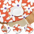 thumbnail image 4 of Spring-Inspired Daisy Round Tablecloth with Elastic Border, Made of Polyester Fabric, Water-Resistant and Durable, Fits 44-52 Inch Round Table for Dining or Patio, 4 of 7