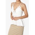 thumbnail image 3 of TheMogan Women's PLUS Cross Strap Smocked Back Crochet Lace Ruffle Peplum Cami Top, 3 of 7