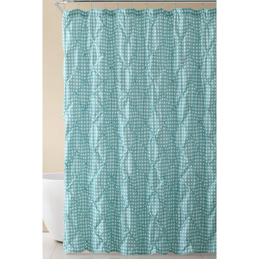 Country Gingham Aqua Blue Check Shower Curtain for Bathroom Farmhouse