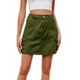 thumbnail image 3 of Midi Skirts for Women Skirt Soft Hugging Denim Elastic Waist Cargo Pocket Denim Skirt Summer Clothes for Women Green XXL, 3 of 4