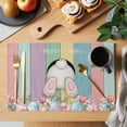 thumbnail image 2 of Easter Bunny Placemats Set of 6, Cute Rabbit Eggs Flowers Colorful Wood Plank Placemats for Dining Table, Place Mats for Kitchen Tabletop, Waterproof Wipeable Dining Table Mats Set, 2 of 9