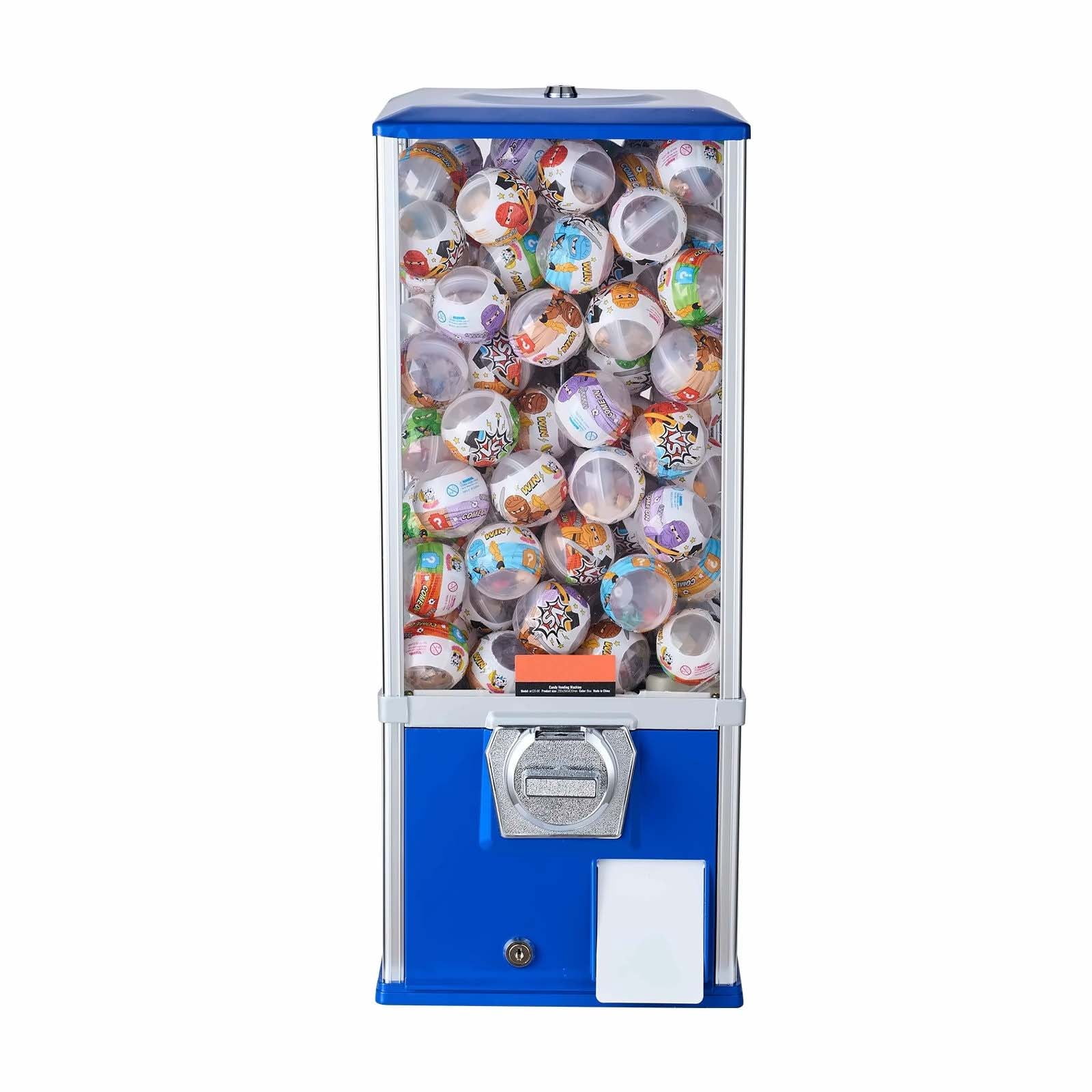 Gumball Machine 25" Vending Dispenser, Blue PS Capsule Toy Bank, 230 Count, Coin Operated, Durable Bouncy Ball Machine for Home & Business
