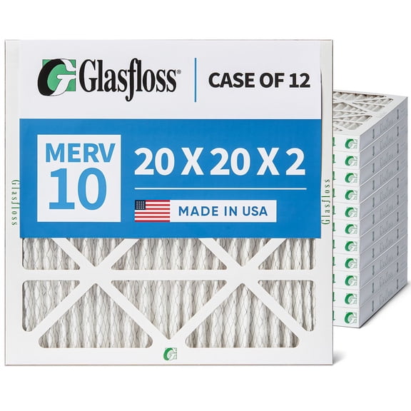 Glasfloss 20x20x2 MERV 10 Furnace Filter (12 Pack)