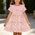thumbnail image 2 of Bxsruta Girls Floral Print Sleeveless Casual Dress with Ruffle Shoulder Detail Soft Cotton Daily Wear for Toddler and Preschool Kids Outdoor Play Family Gatherings Summer Comfortable, 2 of 8