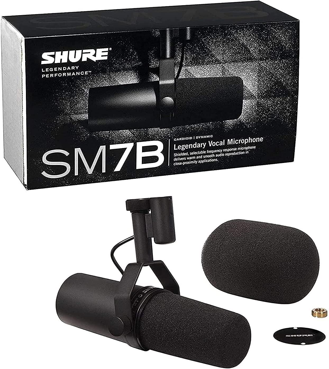 Shure SM7B Vocal Dynamic Microphone for Broadcast, Podcast & Recording, XLR Studio Mic for Music & Speech, Wide-Range Frequency, Warm & Smooth Sound, Rugged Construction, Detachable Windscreen - Black - image 3 of 6