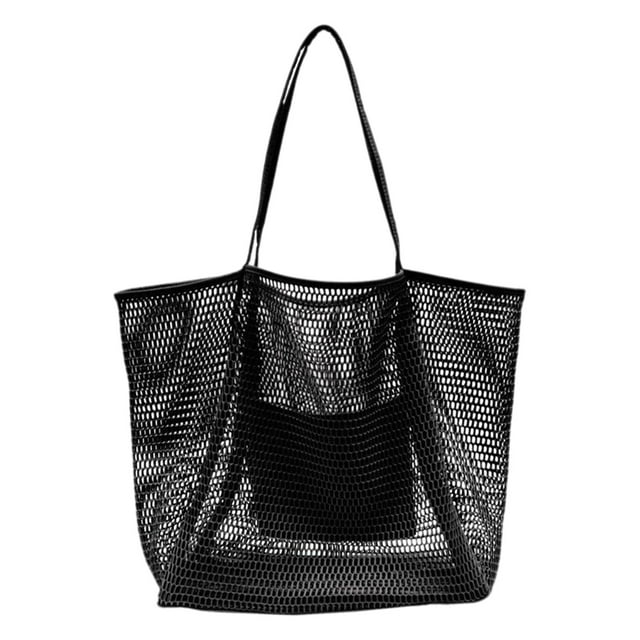 Bolso de playa para hombre y mujer, sencillo, de gran capacidad, versátil y ligero. Negro