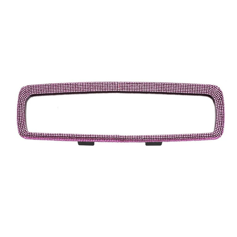 Motoforti Faux Crystal Rear View Mirror Cover – Pink Cloth Rhinestone Decorative Trim, Universal Fit (1 Piece)