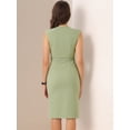 thumbnail image 3 of DARING DIVA Pencil Sleeveless Wrap V Neck Belted Office Dresses M Light Green, 3 of 5