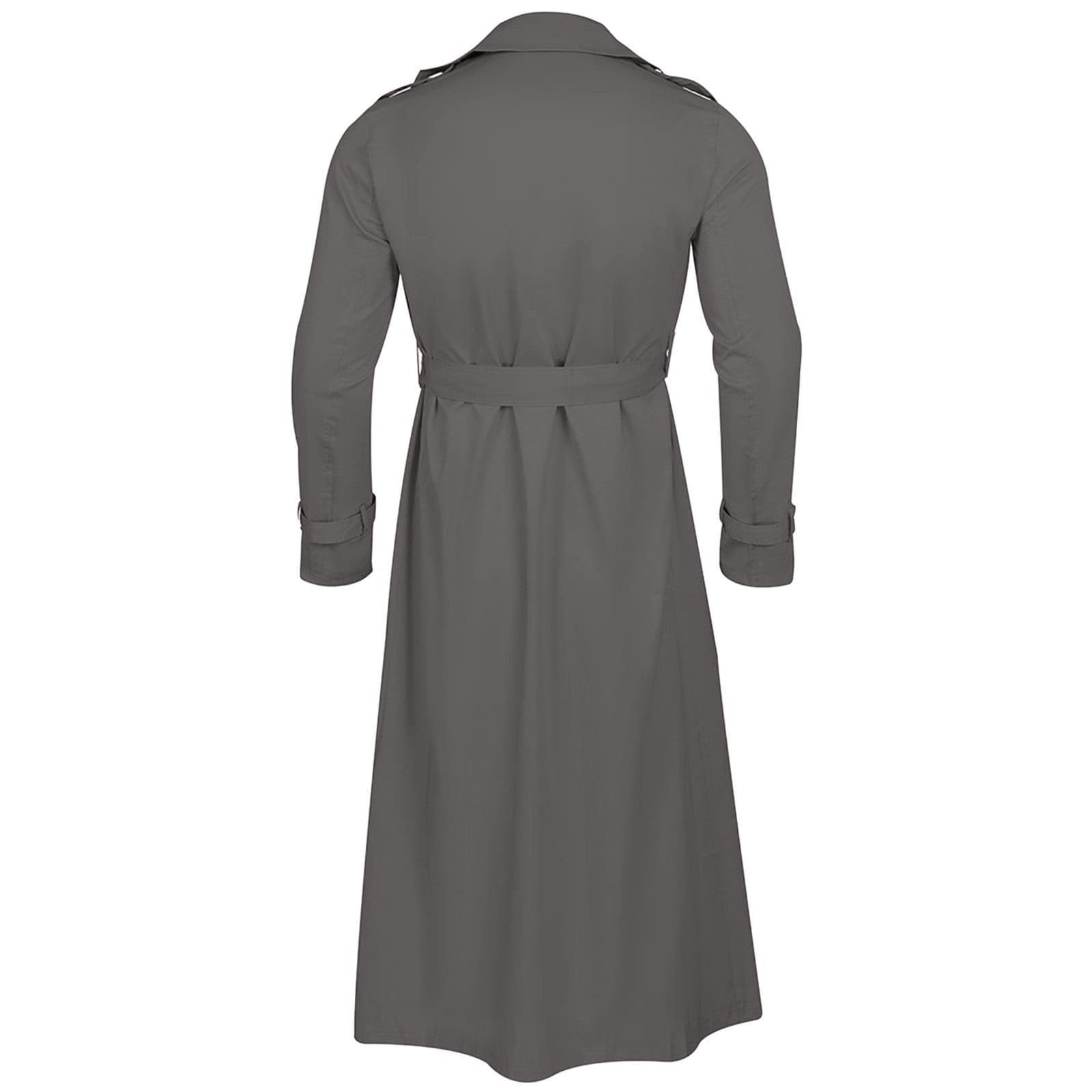 Xysaqa Men's Double Breasted Mid-Long Trench Coat Classic Notch