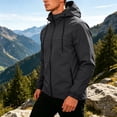 thumbnail image 2 of Winter Jacket for Men Windproof Long Sleeve Hooded Solid Color Outdoor Sport Rain Jacket Winter Warm Lightweight Mountaineering Cycling Work Coat, 2 of 7
