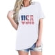 thumbnail image 2 of Tops Cortos para Mujeres Bandera de Moda Impresa Cuello Redondo, Camiseta de Manga 3/4 para Uso Diario, Casero Y Cómodo, 2 of 4