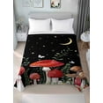 thumbnail image 4 of Mushrooms Black Flat Sheet Only Twin Size, Soft Breathable Bed Top Sheets for Mattress, Botanical Leaf Butterflies Country Moon Luxury Bedding Flat Sheets for Home Hotel Bedroom Bed Protection, 4 of 9