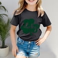 thumbnail image 2 of Gerichy Girls Graphic Print T-Shirt St. Patricks Day Four Leaf Print Children's Casual Round Neck Short Sleeve T Shirt, 2 of 5