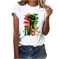 thumbnail image 3 of DDAPJ pyju Black History Month T-shirts for Women Short Sleeve African American Country Celebration Tee Shirts Color Block Printed Casual Round Neck Tee Tops White XXXL, 3 of 5