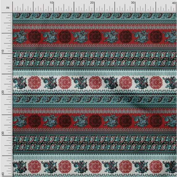 Soimoi Crepe Silk Fabric Paisley,Floral & Mandala Panel Print Fabric by The Yard 42 Inch Wide