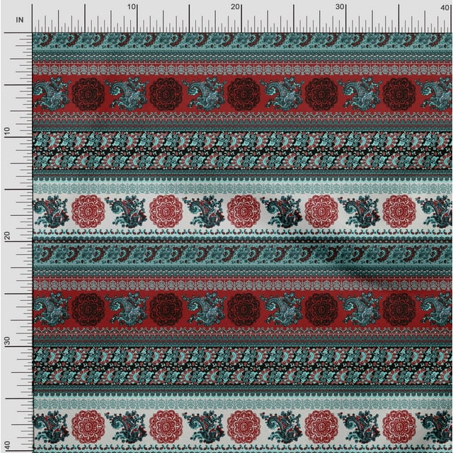 Soimoi Poly Georgette Fabric Paisley,Floral & Mandala Panel Printed Fabric 1 Yard 52 Inch Wide