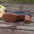 thumbnail image 4 of KIJBLAE Women's Laser Cutout Block Heel Slingbacks, Closed-Toe with Ankle Buckle, Plus Size Breathable Comfort Footwear Dark Blue 42, 4 of 9